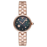 Emporio Armani Arianna Black Dial Rose Gold Stainless Steel Watch For Women - AR11197 Authentic Buy Shop Now