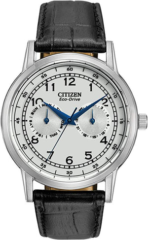 Citizen Eco Drive Silver Dial Black Leather Strap Watch For Men - AO9000-06B Authentic Buy Shop Now