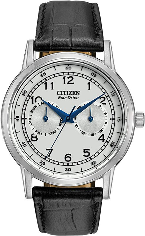Citizen Eco Drive Silver Dial Black Leather Strap Watch For Men - AO9000-06B Authentic Buy Shop Now