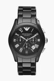 Emporio Armani Valente Chronograph Black Dial Black Ceramic Strap Watch For Men - AR1400 Authentic Buy Shop Now