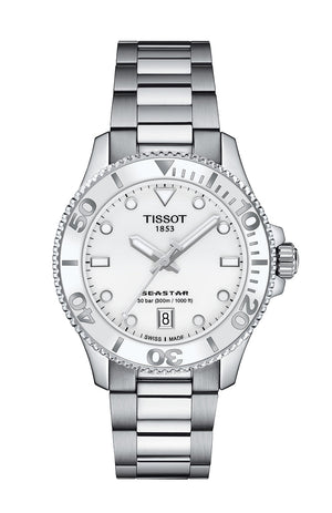 Tissot Seastar 1000 Lady White Dial Silver Steel Strap Unisex Watch - T120.210.11.011.00 Authentic Buy Shop Now