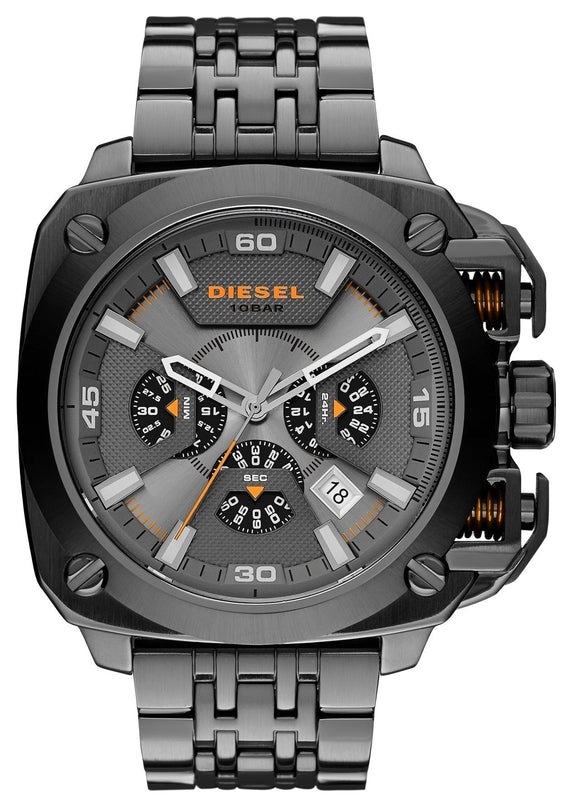 Diesel BAMF Chronograph Gray Dial Gray Steel Strap Watch For Men - DZ7344 Authentic Buy Shop Now