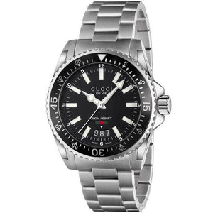 Gucci Dive Quartz Black Dial Silver Steel Strap Watch For Men - YA136301 Authentic Buy Shop Now
