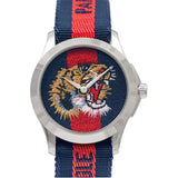 Gucci G Timless Le Marche Des Merveilles Blue & Red Dial Blue & Red Nylon Strap Unisex Watch - YA126495 Authentic Buy Shop Now
