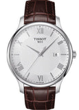 Tissot T Classic Tradition Silver Dial Brown Leather Strap Watch For Men - T063.610.16.038.00 Authentic Buy Shop Now