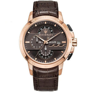 Maserati Ingegno Chronograph Brown Dial Brown Leather Strap Watch For Men - R8871619001 Authentic Buy Shop Now