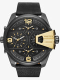 Diesel Uber Chief Two Hand Black Dial Black Leather Strap Watch For Men - DZ7377 Authentic Buy Shop Now