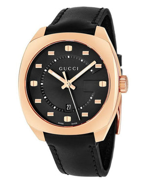 Gucci GG2570 Quartz Black Dial Black Leather Strap Watch For Men - YA142309 Authentic Buy Shop Now