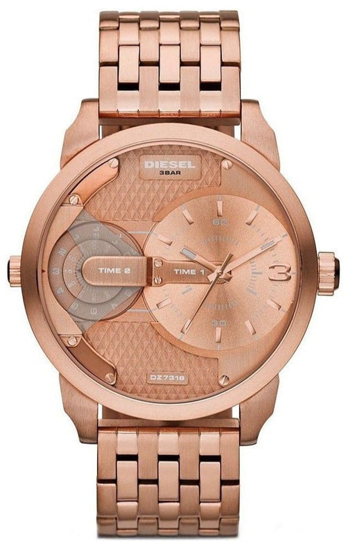 Diesel Mini Daddy Rose Gold Dial Rose Gold Steel Strap Watch For Men - DZ7318 Authentic Buy Shop Now