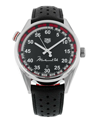 Tag Heuer Carrera Muhammad Ali Calibre 5 Black Dial Black Leather Strap Watch for Men - WAR2A11.FC6337 Authentic Buy Shop Now