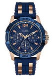 Guess Oasis Blue Dial Blue & Rose Gold Stainless Steel Strap Watch For Men - W0366G4 Authentic Buy Shop Now