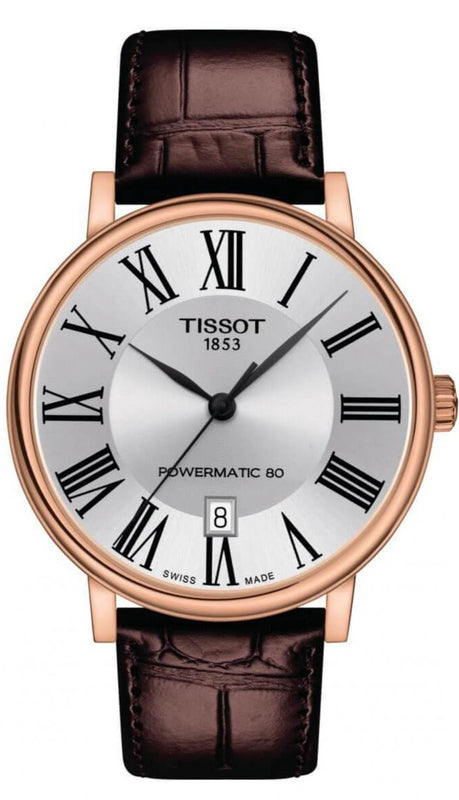 Tissot Carson Premium Powermatic 80 Silver Dial Brown Leather Strap Watch For Men - T122.407.36.033.00 Authentic Buy Shop Now