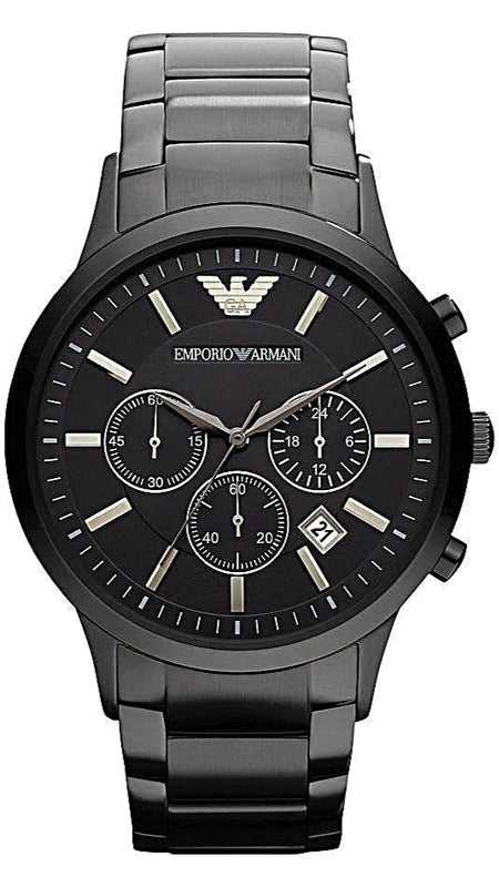 Emporio Armani Ceramica Chronograph Black Dial Black Steel Strap Watch For Men - AR1451 Authentic Buy Shop Now