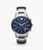 Emporio Armani Renato Chronograph Blue Dial Silver Steel Strap Watch For Men - AR2448 Authentic Buy Shop Now