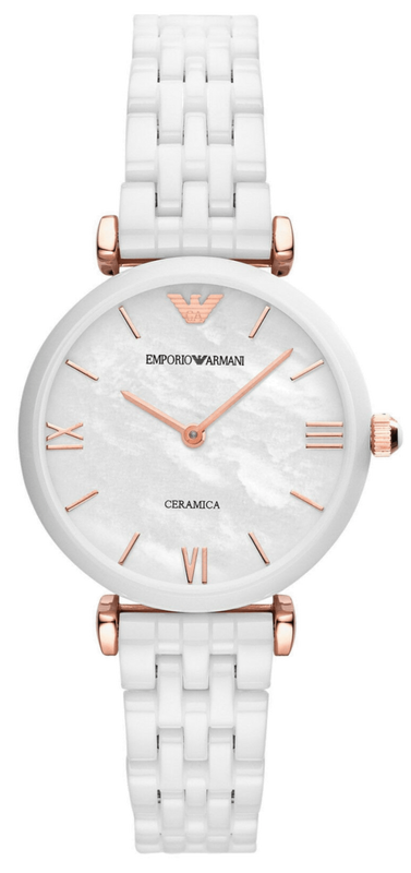Emporio Armani Ceramica Mother of Pearl Dial White Ceramic Strap Watch For Women - AR1486 Authentic Buy Shop Now