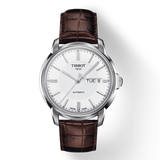 Tissot Automatics III Steel White Dial Brown Leather Strap Watch For Men - T065.430.16.031.00 Authentic Buy Shop Now