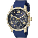 Guess Sunrise Blue Dial with Diamonds Blue Rubber Strap Watch For Women - W0616L2 Authentic Buy Shop Now
