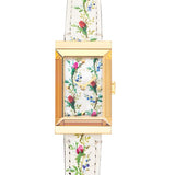 Gucci G-Frame Floral Mother of Pearl Dial White Leather Strap Watch For Women - YA147407 Authentic Buy Shop Now