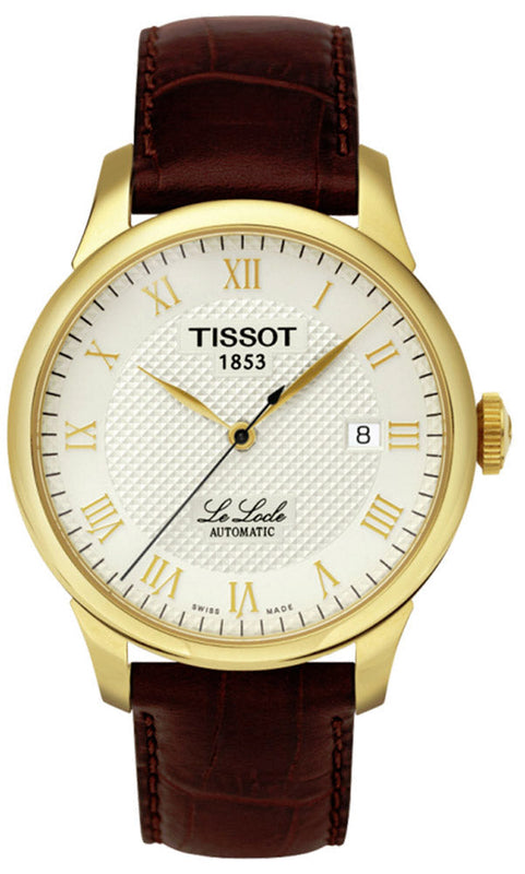 Tissot T Classic Le Locle Automatic Gold Dial Maroon Leather Strap Watch For Men - T41.5.413.73 Authentic Buy Shop Now