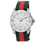 Gucci Dive White Dial Red & Green Nylon Strap Watch For Men - YA136207 Authentic Buy Shop Now