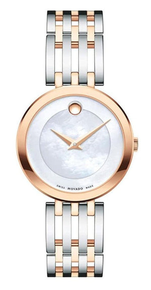 Movado Esperanza Mother of Pearl Dial Two Tone Steel Strap Watch For Women - 0607114 Authentic Buy Shop Now