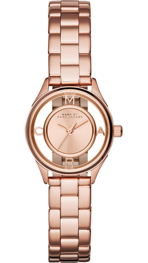 Marc Jacobs Tether Transparent Rose Gold Dial Rose Gold Steel Strap Watch for Women - MBM3417 Authentic Buy Shop Now