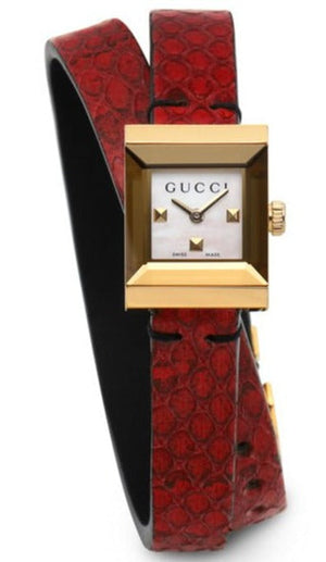 Gucci G Frame White Dial Red Leather Strap Watch For Women - YA128524 Authentic Buy Shop Now