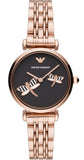 Emporio Armani Gianni T Bar Black Dial Rose Gold Steel Strap Watch For Women - AR11206 Authentic Buy Shop Now