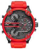 Diesel Mr Daddy 2.0 Chronograph Black Dial Red Silicone Strap Watch For Men - DZ7370 Authentic Buy Shop Now