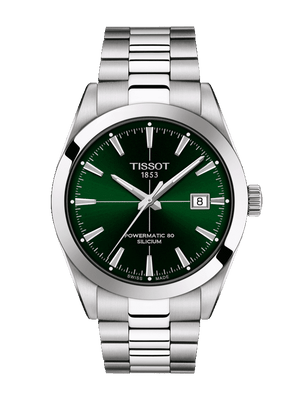 Tissot Gentleman Powermatic 80 Silicium Green Dial Silver Steel Strap Watch For Men - T127.407.11.091.01 Authentic Buy Shop Now