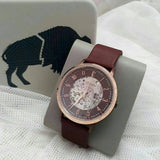 Fossil Vintage Muse Automatic Skeleton Maroon Dial Maroon Leather Strap Watch for Women - ME3137 Authentic Buy Shop Now