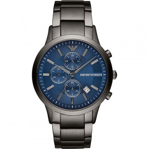 Emporio Armani Renato Chronograph Blue Dial Grey Steel Strap Watch For Men - A11215 Authentic Buy Shop Now
