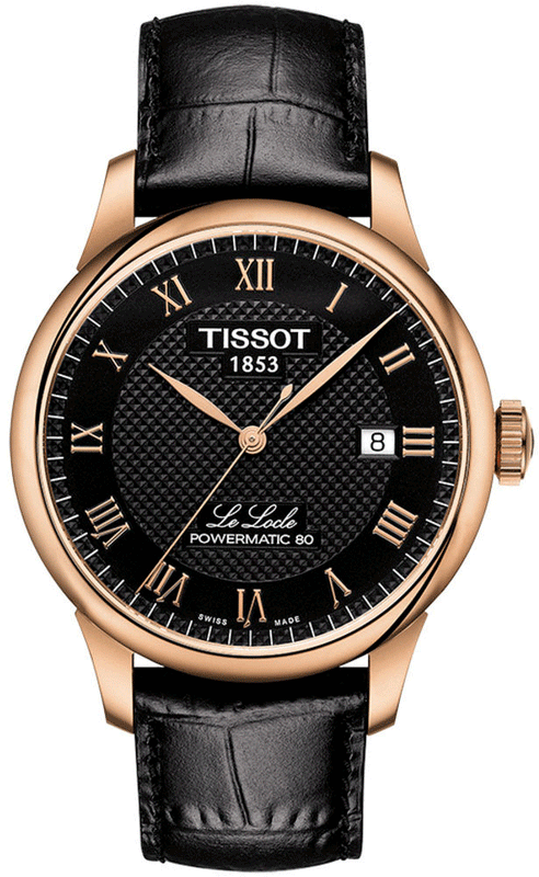 Tissot Le Locle Powermatic 80 Black Dial Black Leather Strap Watch For Men - T006.407.36.053.00 Authentic Buy Shop Now