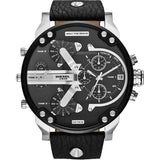 Diesel Mr Daddy Chronograph Black Dial Black Leather Strap Watch For Men - DZ7313 Authentic Buy Shop Now