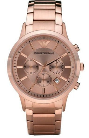 Emporio Armani Classic Rose Gold Chronograph Steel Strap Watch For Men - AR2452 Authentic Buy Shop Now