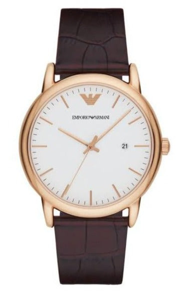 Emporio Armani Luigi White Dial Brown Leather Strap Watch For Men - AR2502 Authentic Buy Shop Now