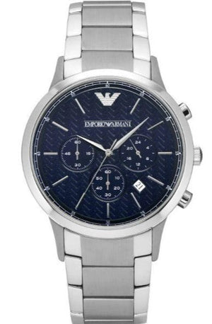 Emporio Armani Renato Chronograph Blue Dial Silver Steel Strap Watch For Men - AR2486 Authentic Buy Shop Now