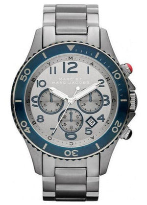 Marc Jacobs Rock Chronograph Silver Dial Silver Steel Strap Watch for Men - MBM5029 Authentic Buy Shop Now
