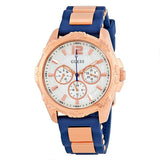 Guess Interpid White & Rose Gold Dial Blue Silicone Strap Watch For Women - W0325L8 Authentic Buy Shop Now