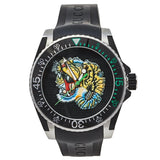 Gucci Dive Tiger Black Dial Black Rubber Strap Watch For Men - YA136318 Authentic Buy Shop Now