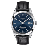 Tissot Gentleman Powermatic 80 Silicium Blue Dial Black Leather Strap Watch For Men - T127.407.16.041.01 Authentic Buy Shop Now