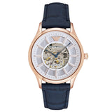 Emporio Armani Meccanico Automatic White Dial Blue Leather Strap Watch For Men - AR1947 Authentic Buy Shop Now