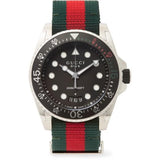 Gucci Dive Black Dial Red & Green Nylon Strap Watch For Men - YA136209 Authentic Buy Shop Now