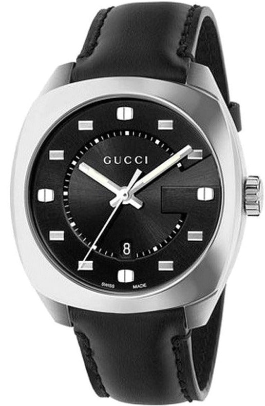 Gucci GG2570 Quartz Black Dial Black Leather Strap Watch For Men - YA142307 Authentic Buy Shop Now
