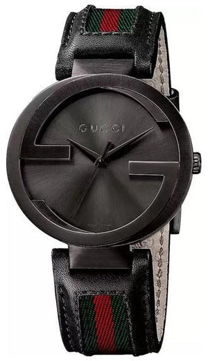 Gucci Interlocking G XL Black Dial Red & Green Leather Strap Watch For Men - YA133206 Authentic Buy Shop Now