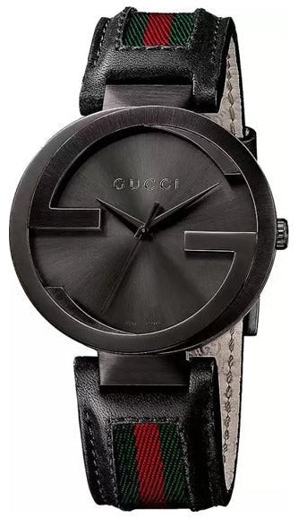 Gucci Interlocking G XL Black Dial Red & Green Leather Strap Watch For Men - YA133206 Authentic Buy Shop Now
