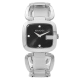 Gucci G Gucci Diamonds Black Dial Silver Steel Strap Watch For Women - YA125406 Authentic Buy Shop Now