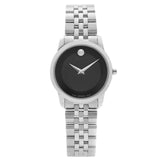 Movado Museum Classic Black Dial Silver Steel Strap Watch For Women - 0606505 Authentic Buy Shop Now