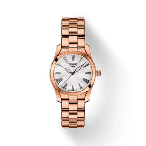 Tissot T Wave Mother of Pearl Dial Rose Gold Steel Strap Watch For Women - T112.210.33.113.00 Authentic Buy Shop Now