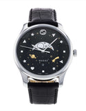 Gucci G-Timeless Moonphase Black Dial Black Leather Strap Watch For Men - YA126327 Authentic Buy Shop Now